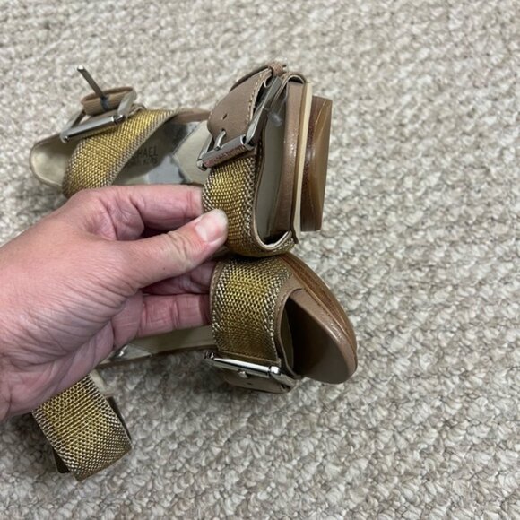 Michael Kors Faith Sandal Heels taupe/gold size 7 - Picture 5 of 13